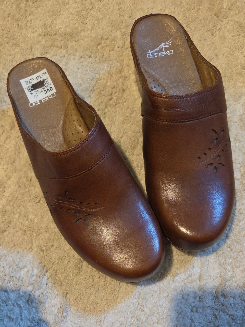 Dansko Women’s Brown Leather Slip-On Clog Mules
